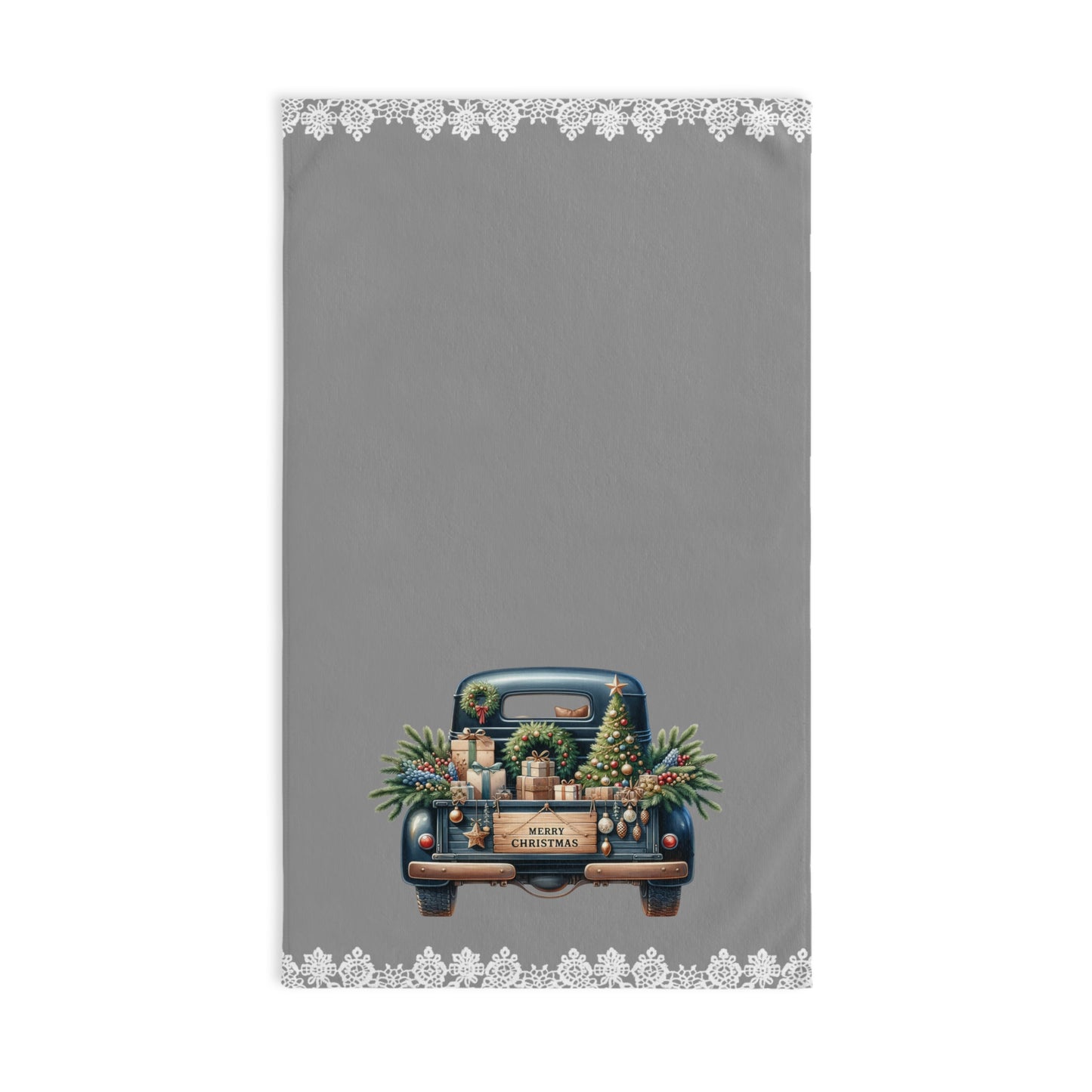 Blue Christmas Truck Hand Towel