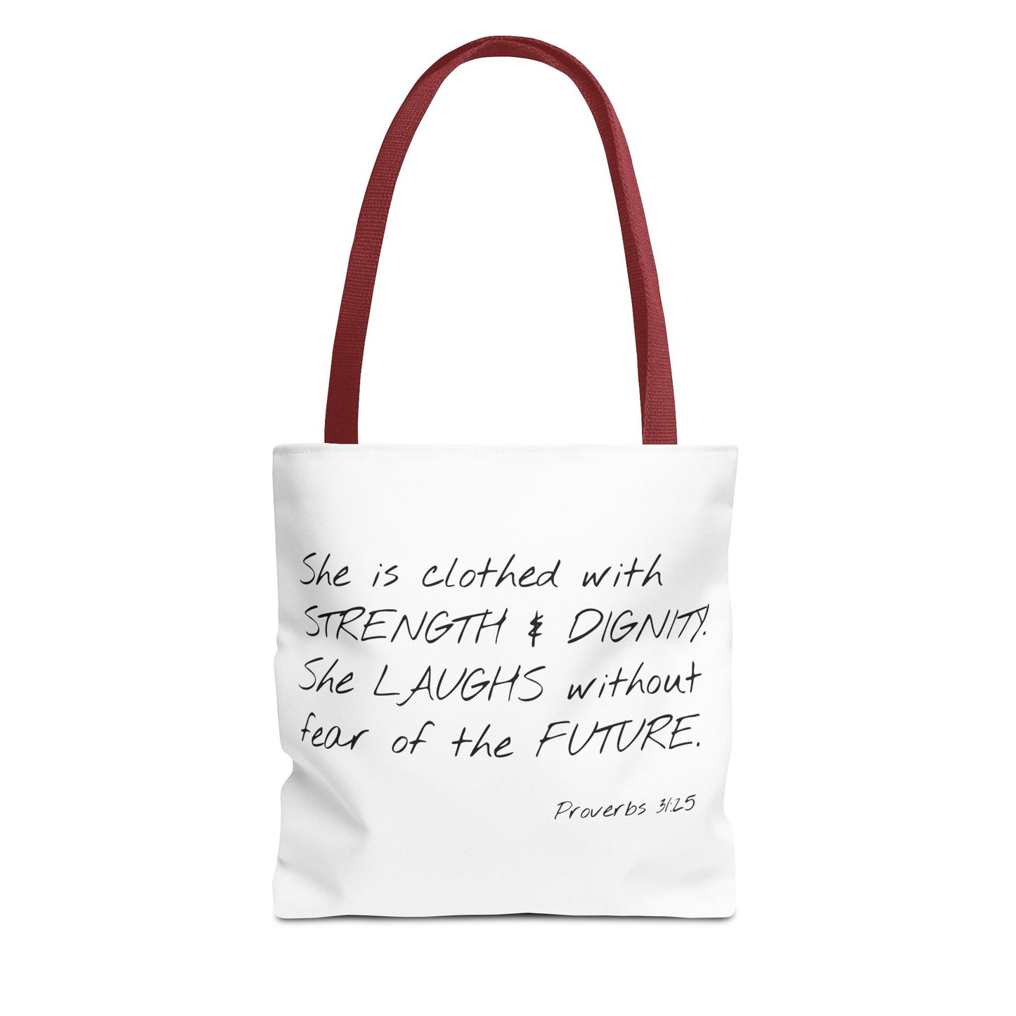 Proverbs 31:25  2 Sided Tote