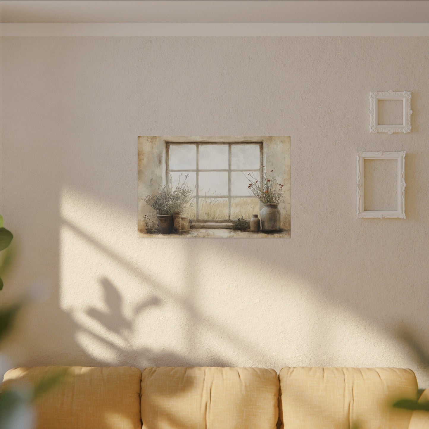 Window Flowers Canvas Wall Art