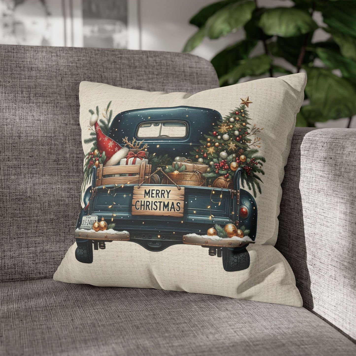 Dark Blue Truck Bed Series Throw Pillow Cover