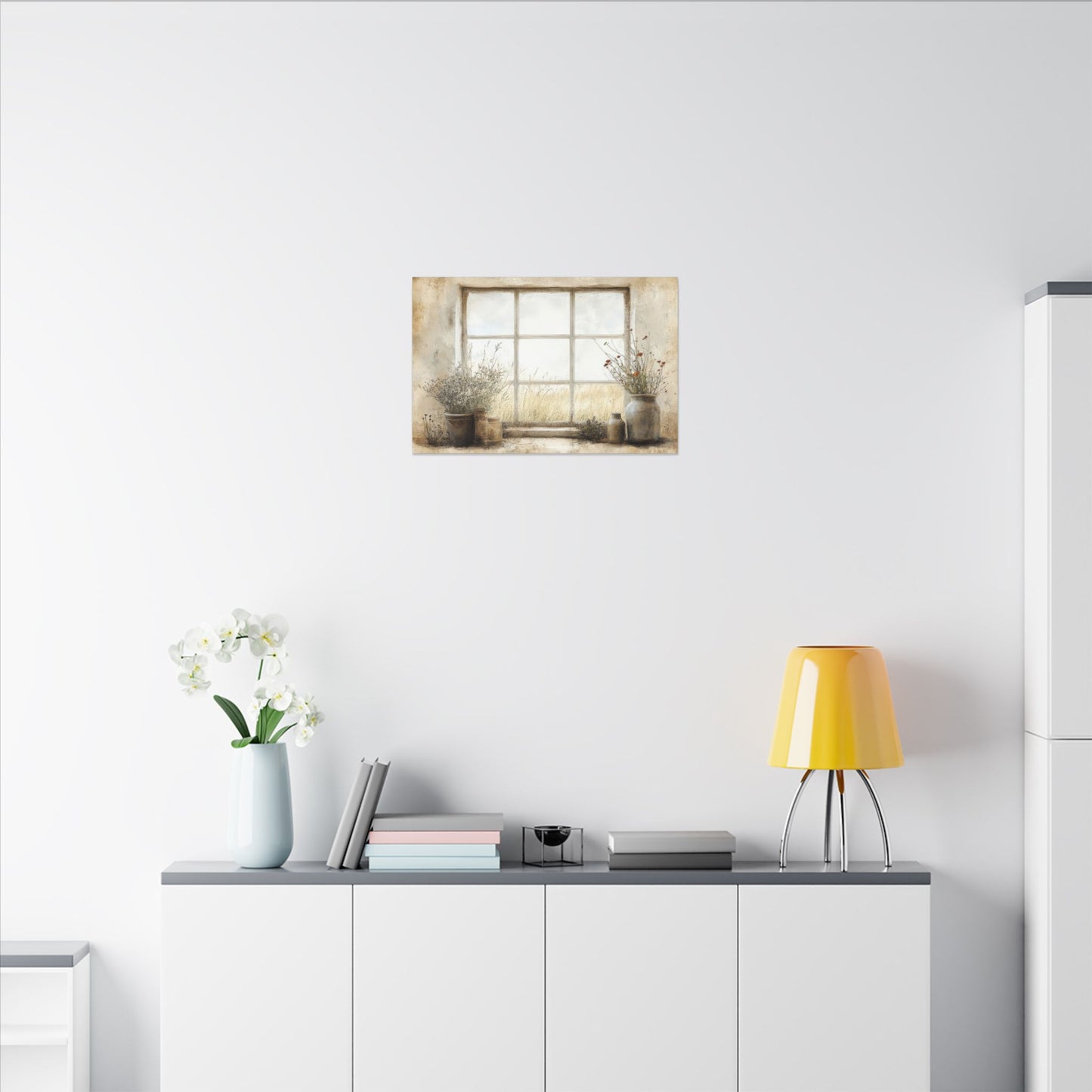 Window Flowers Canvas Wall Art