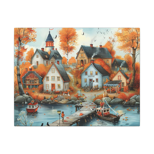 Charming Fall Village Canvas Collection #12