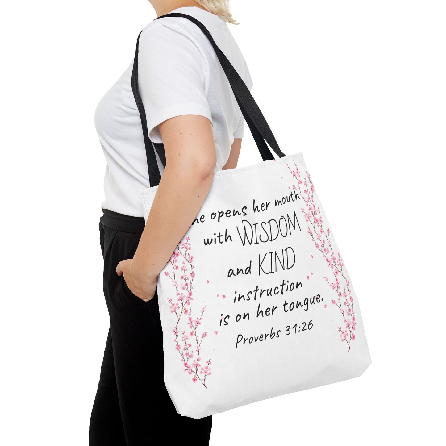 Proverbs 31:26 2 Sided Tote