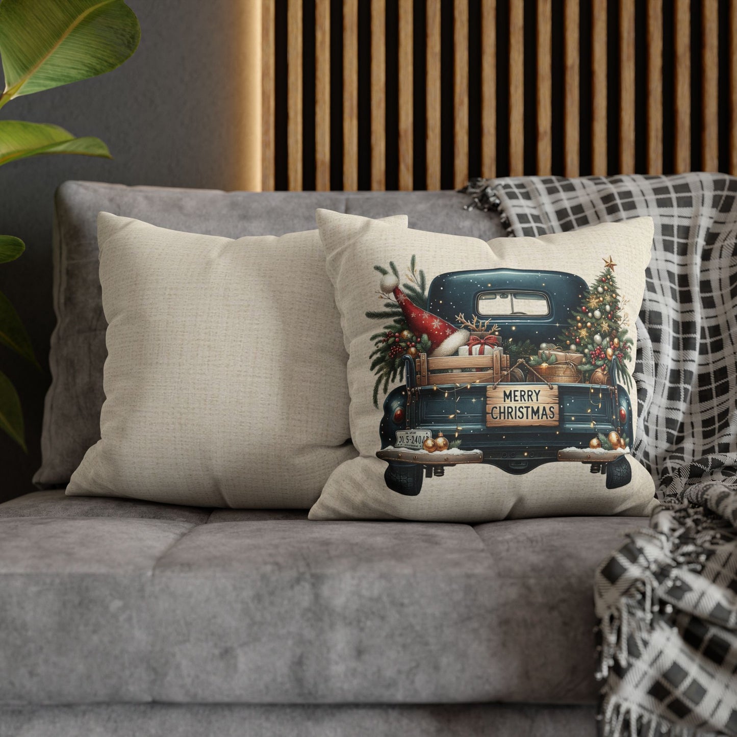 Dark Blue Truck Bed Series Throw Pillow Cover