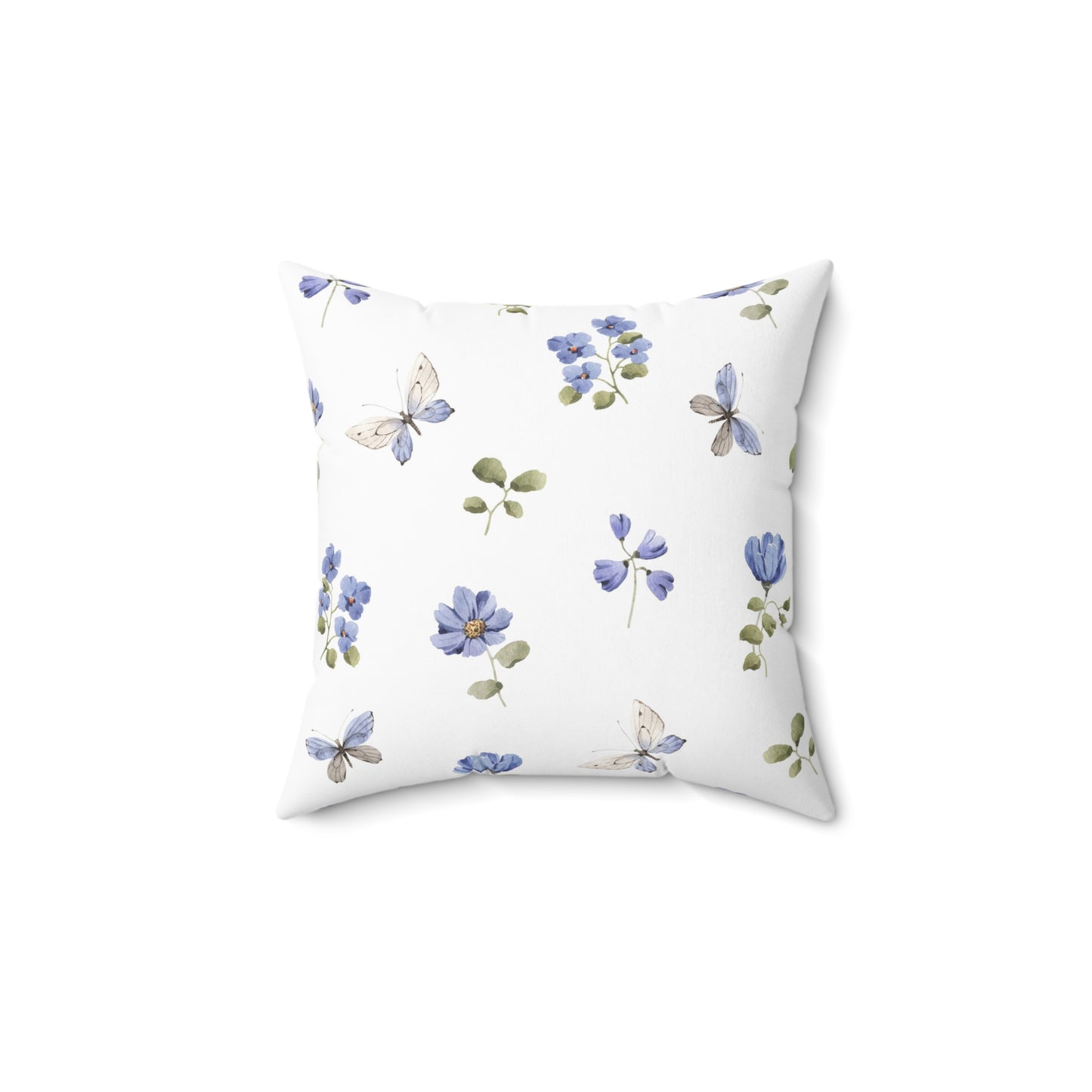 Blue Butterfly Floral Pillow