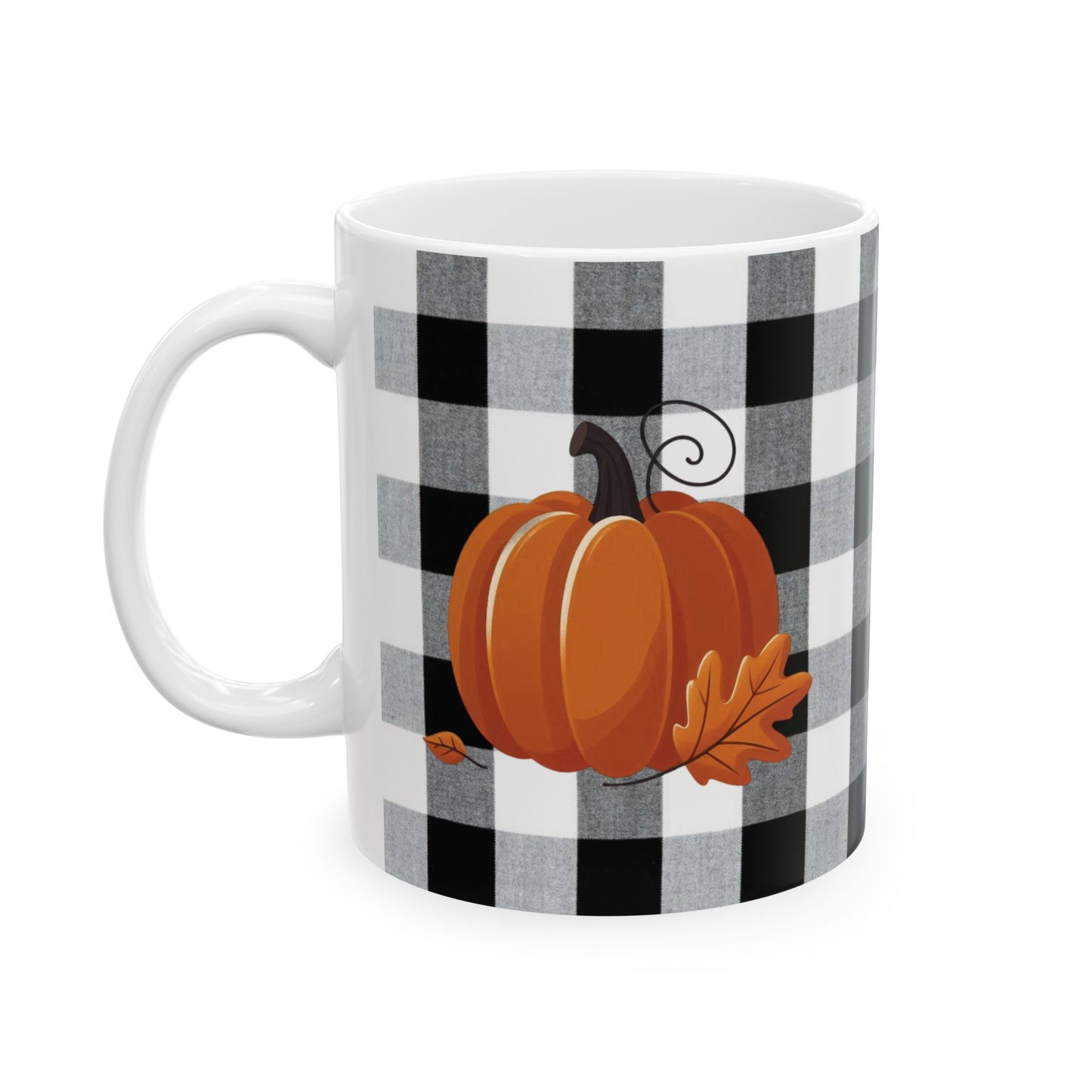 Gingham Pumpkin Coffee Mug 11oz