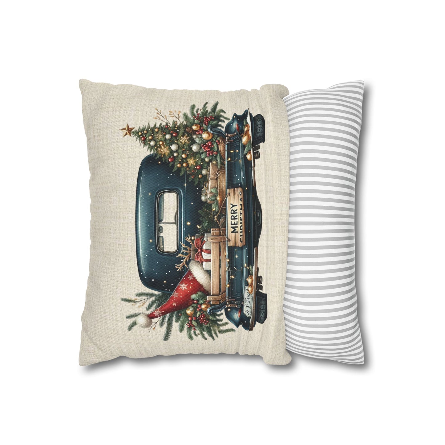 Dark Blue Truck Bed Series Throw Pillow Cover