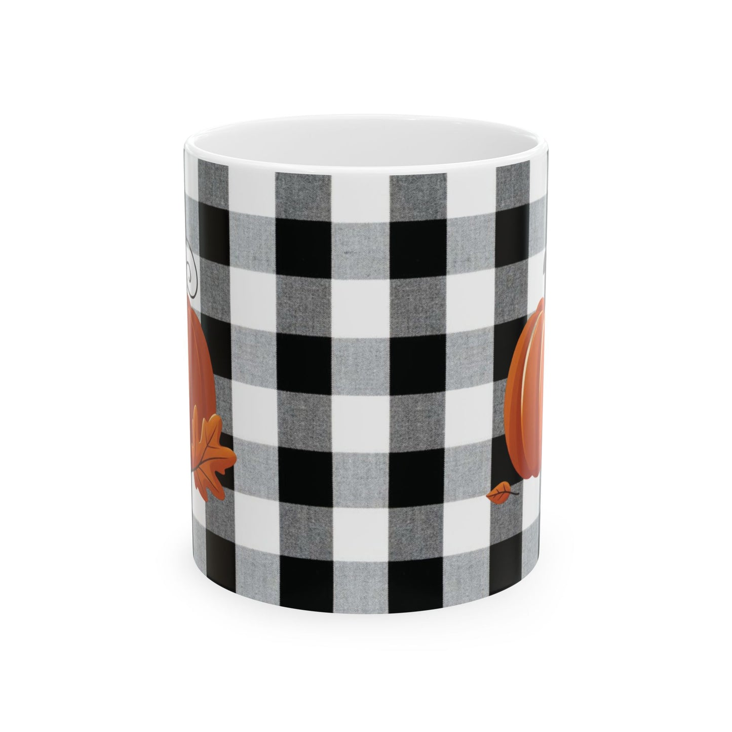 Gingham Pumpkin Coffee Mug 11oz