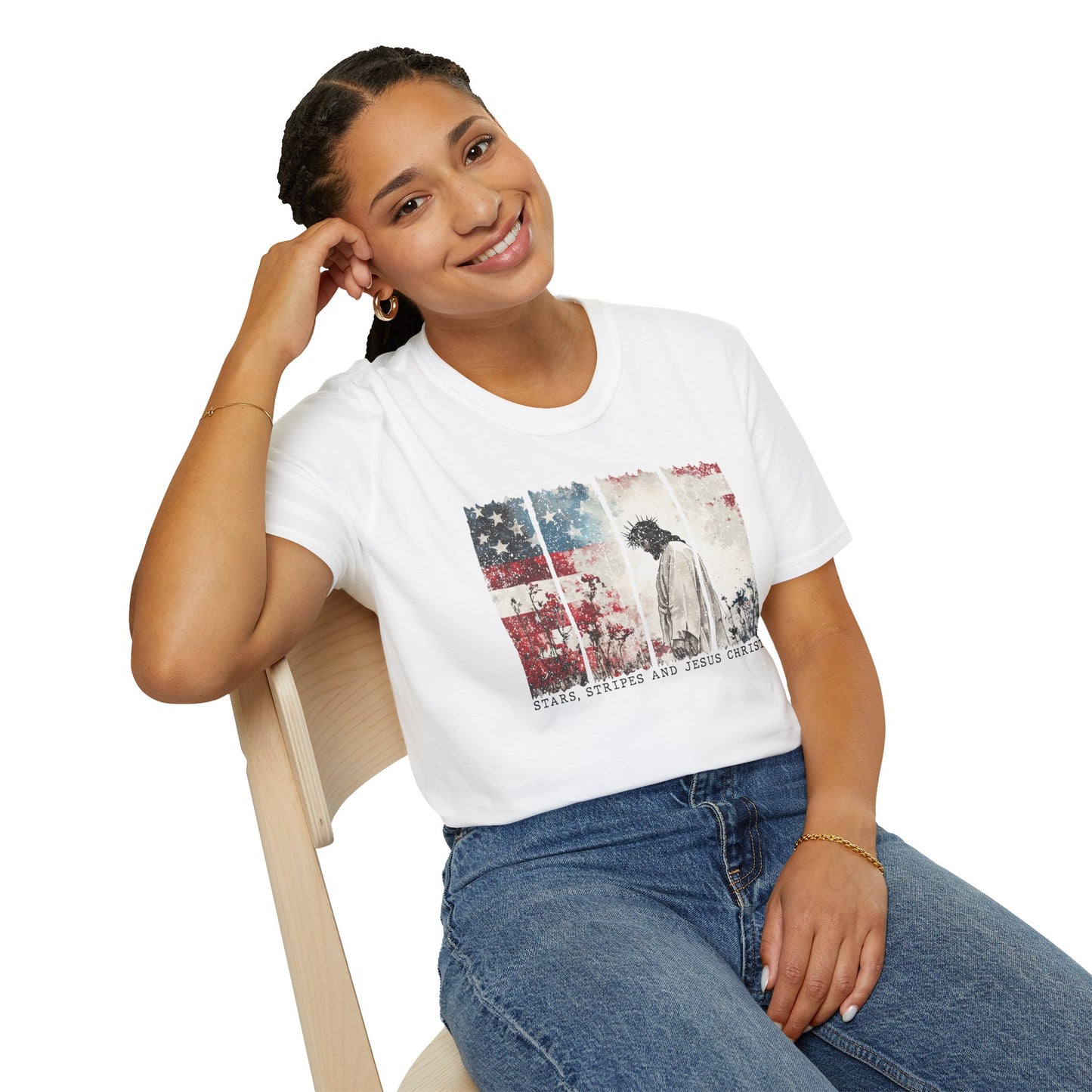 Jesus, Stars & Stripes Softstyle T-shirt