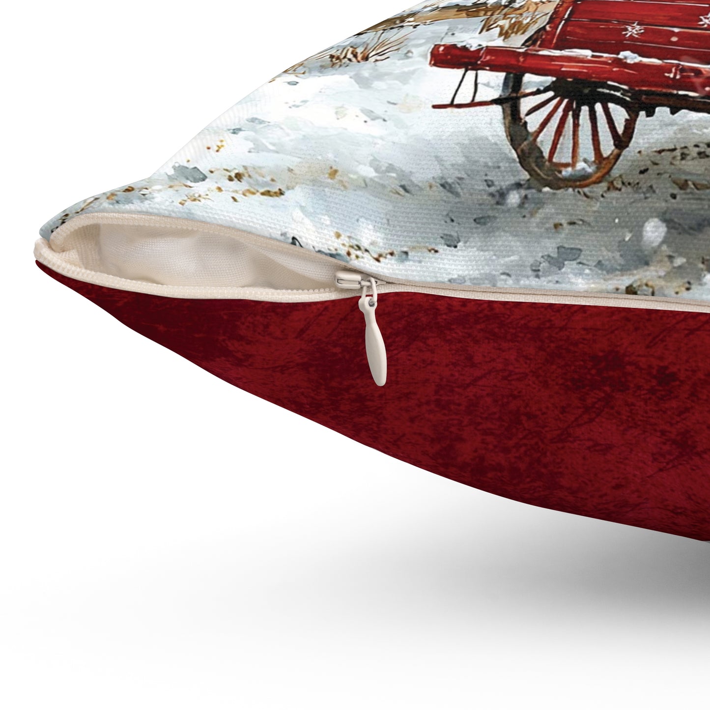 Red Wagon Christmas Throw Pillow Series-Red Christmas Barn