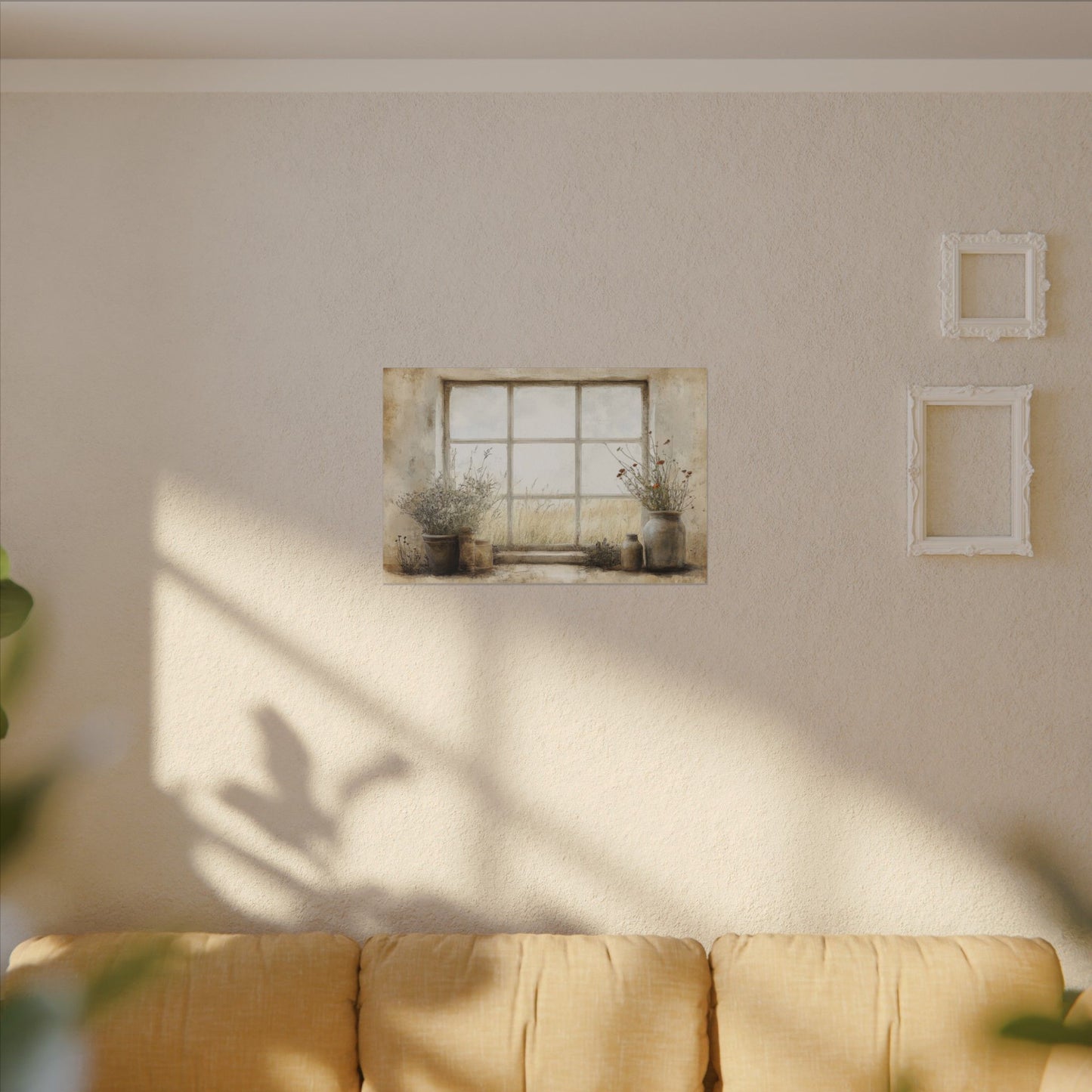 Window Flowers Canvas Wall Art