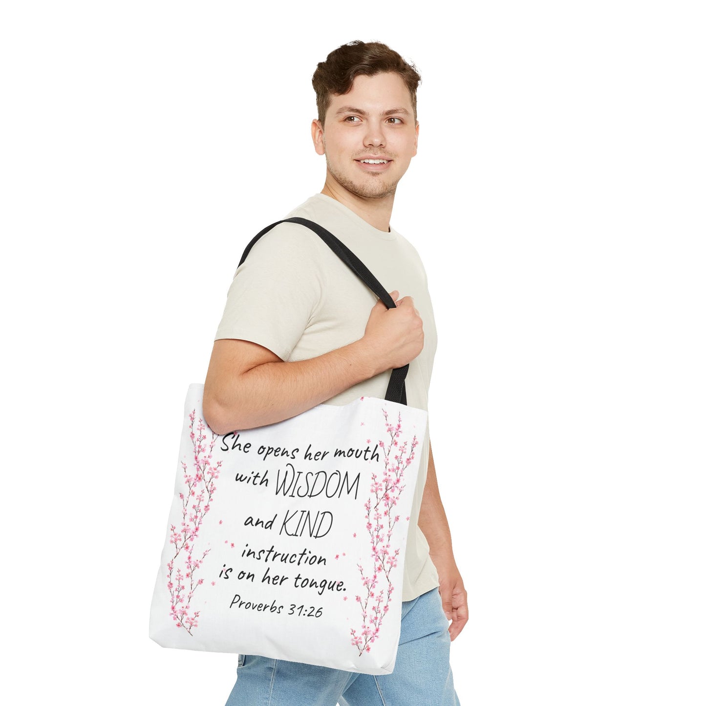 Proverbs 31:26 2 Sided Tote