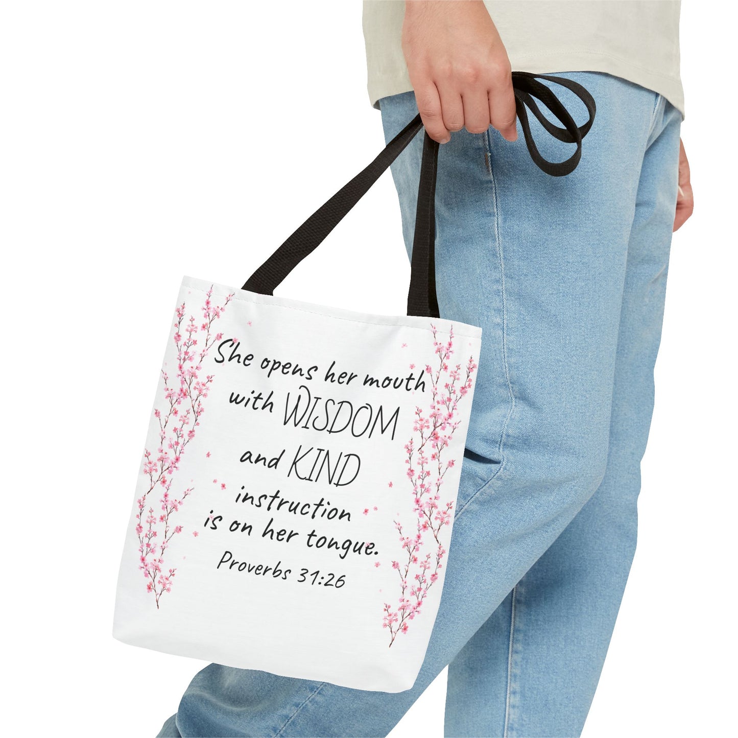 Proverbs 31:26 2 Sided Tote