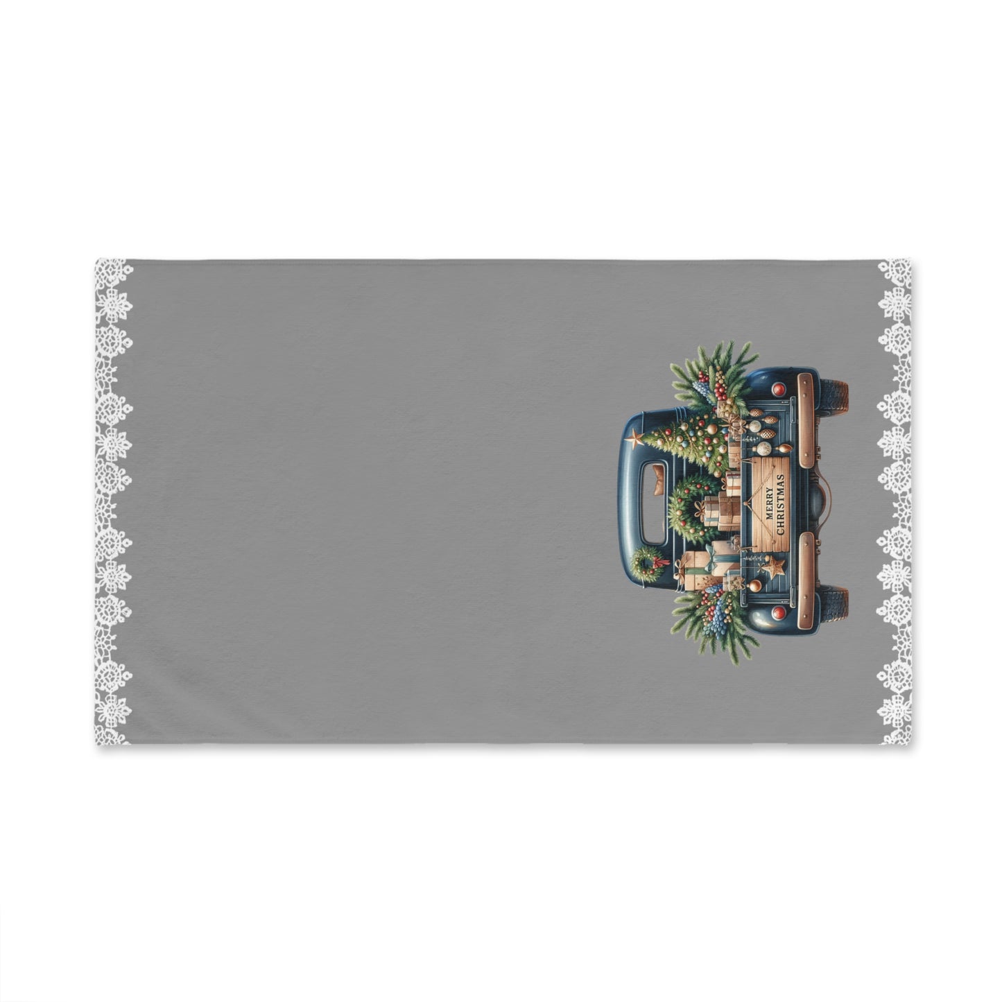 Blue Christmas Truck Hand Towel