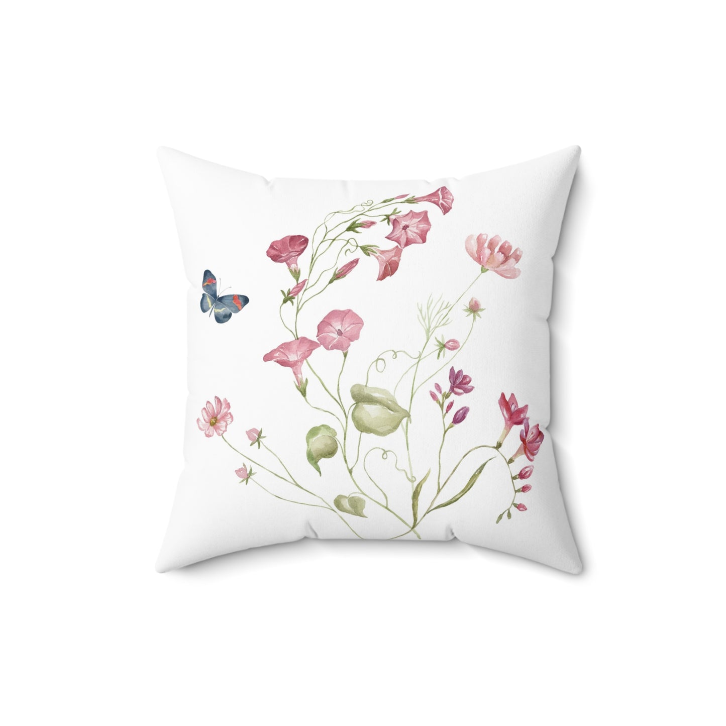 Pink Floral Spray Throw Pillow