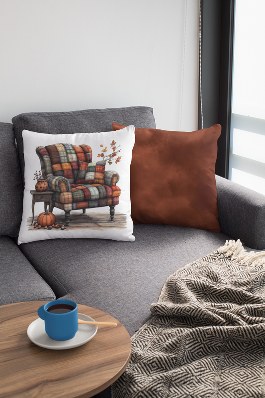 Quilted Armchair Series-Rust Throw Pillow