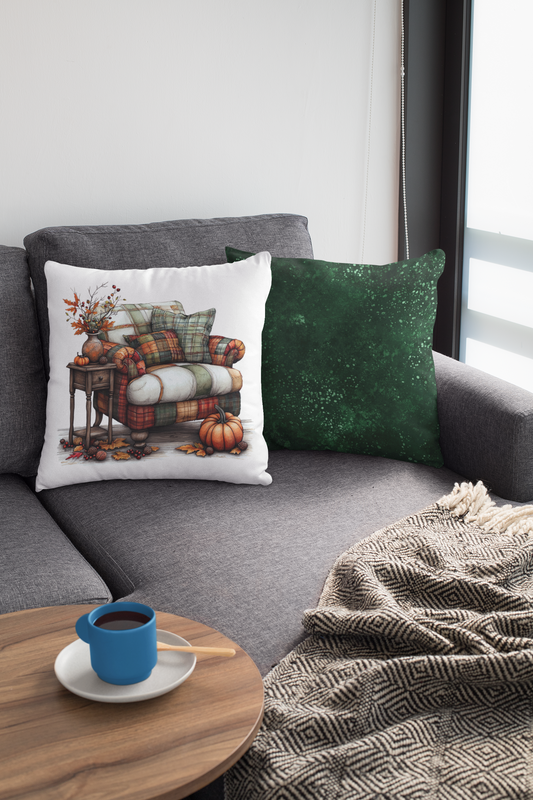 Quilted Armchair Series-Dark Green Throw Pillow